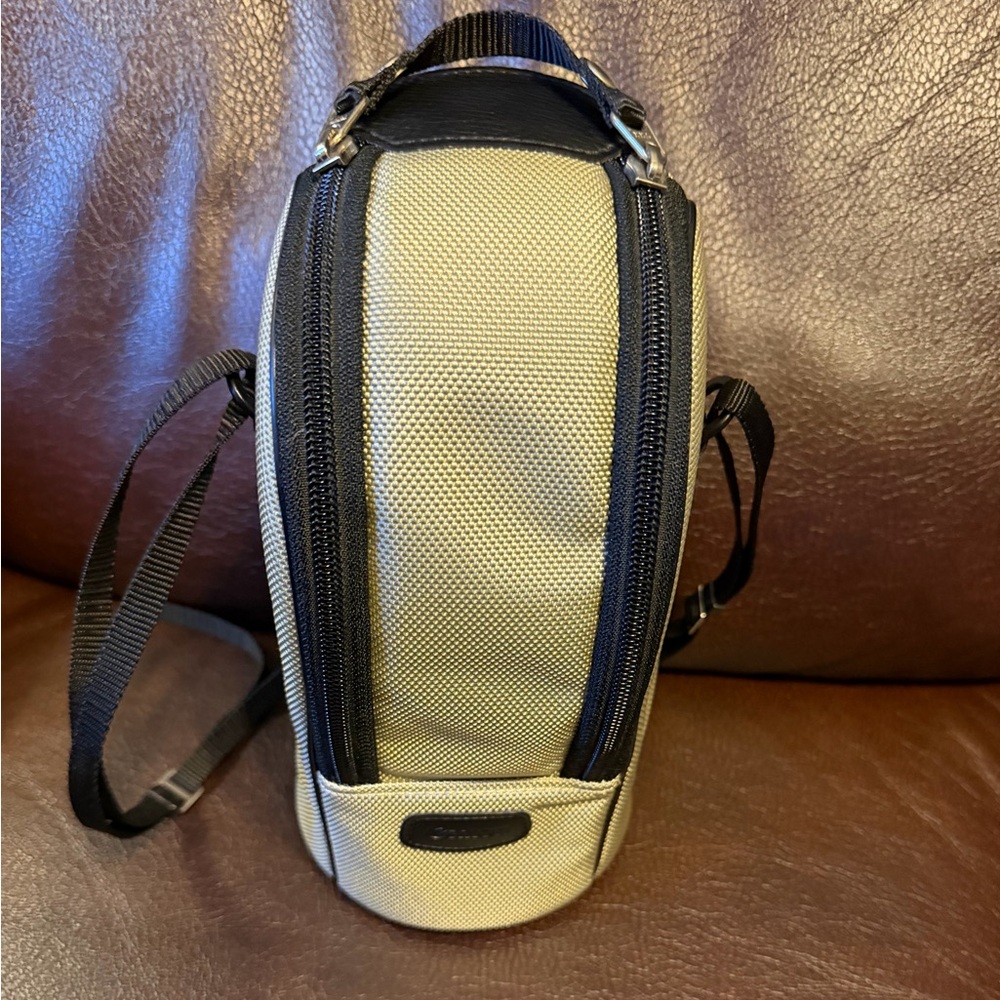 Canon Camera Lens Case LZ1324 Light Beige & Black Nylon with Shoulder Strap